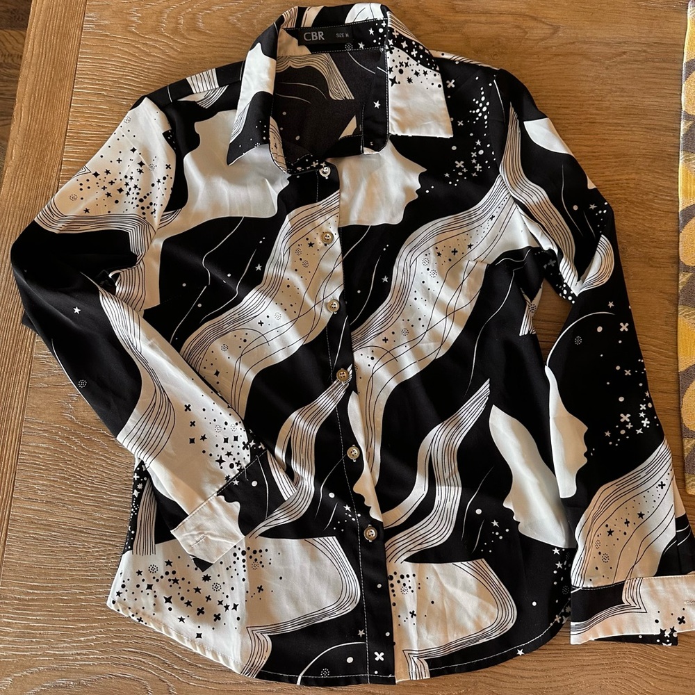 CBR galaxy print button down